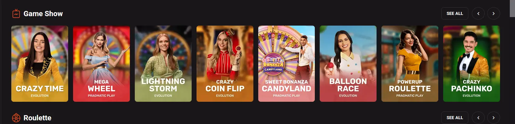 Crazy Time live game show streaming on the Holly Win app