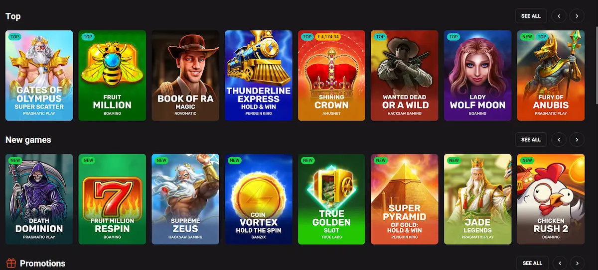 Holly Win online pokies and slot game selection screen